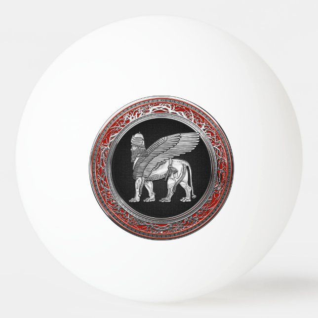 Bolinha De Ping Pong [310] Leão Assírio - Silver Lamaçu (Frente)