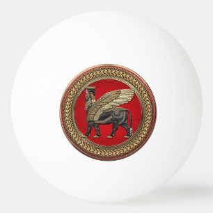Bolinha De Ping Pong [400] Touro Assírio: Dourado e negro Lamaçu