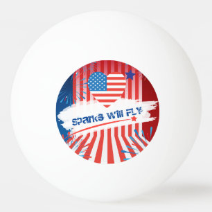 Bolinha De Ping Pong 4 de julho American Flag Heart Personalizado dos E