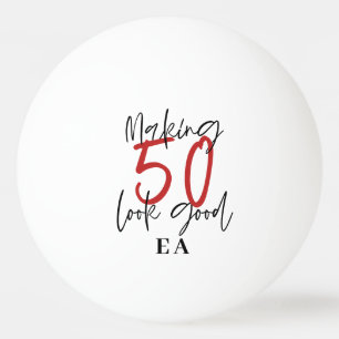 Bolinha De Ping Pong 50º aniversário iniciais personalizadas de prese