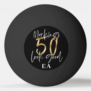 Bolinha De Ping Pong 50º aniversário iniciais personalizadas de present