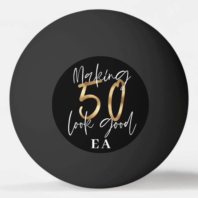 Bolinha De Ping Pong 50º aniversário iniciais personalizadas de present (Frente)