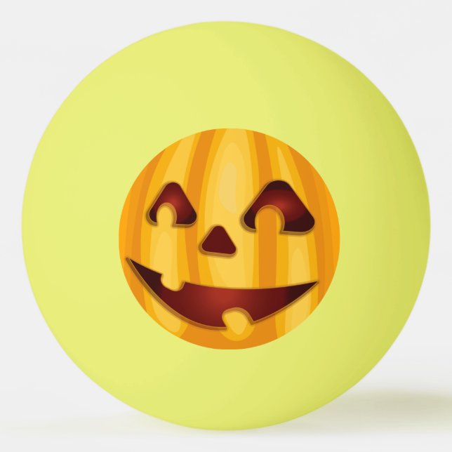 Bolinha De Ping Pong Abóbora esculpida sorrindo design de Halloween (Frente)