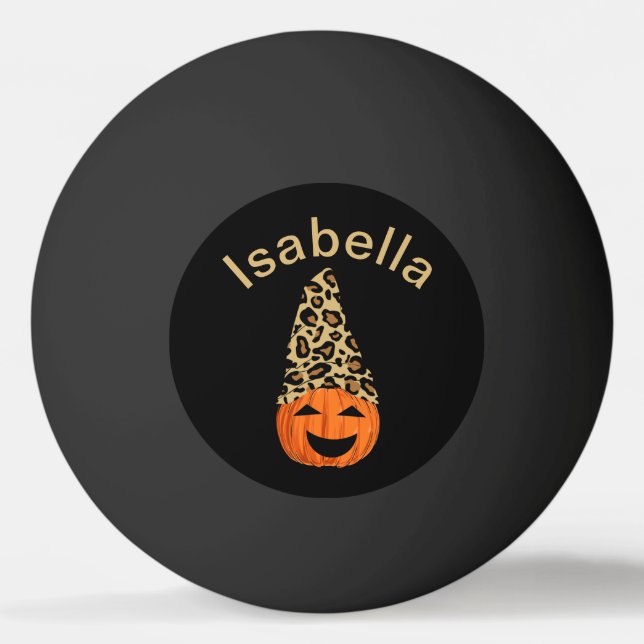 Bolinha De Ping Pong Abóbora Vestindo Um Chapéu-Leopardo (Frente)