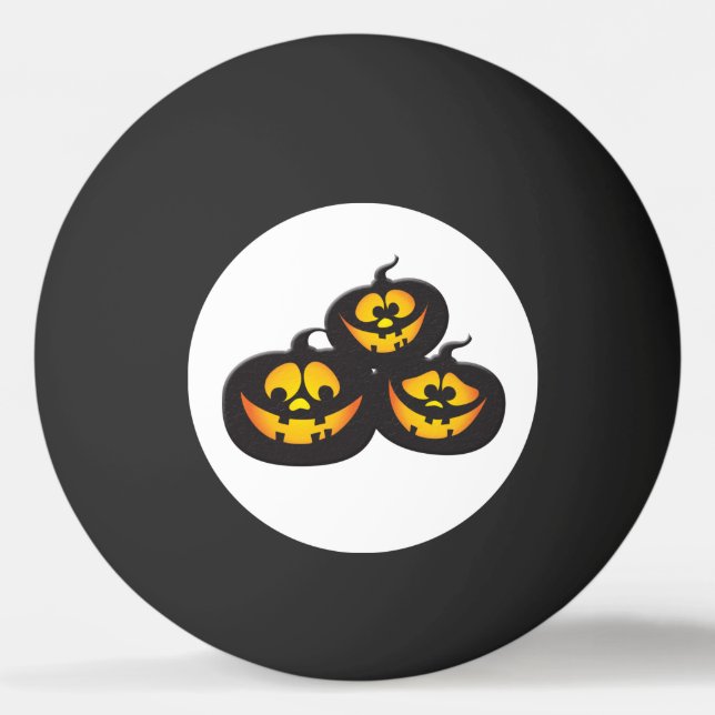 Bolinha De Ping Pong Abóboras de Halloween com Expressões Engraçadas (Frente)