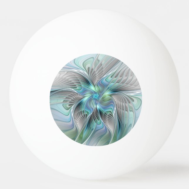 Bolinha De Ping Pong Abstract Blue Green Butterfly Fantasy Fractal Art (Frente)