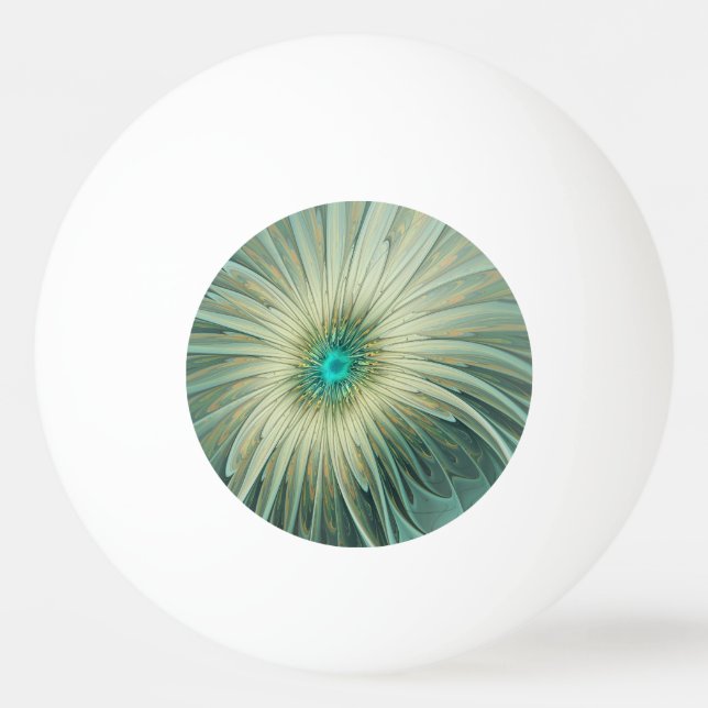 Bolinha De Ping Pong Abstract Sage Green Fantasy Flower Fractal Art (Frente)