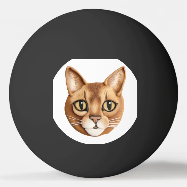 Bolinha De Ping Pong Abyssinian Cat 3D Inspirado (Frente)