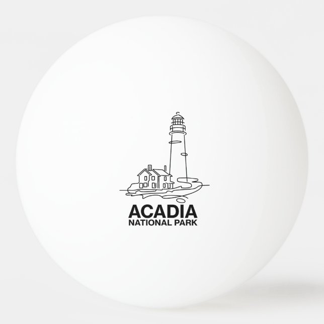 Bolinha De Ping Pong Acadia National Park Lighthouse Line Art (Frente)