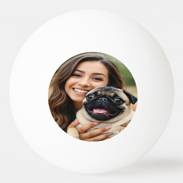 Bolinha De Ping Pong Adicionar Foto de Pug Personalizar Customizar (Frente)