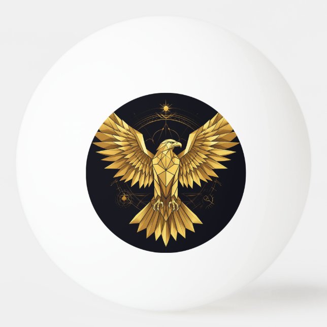 Bolinha De Ping Pong Águia Geométrica Dourada (Frente)