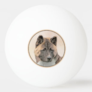 Bolinha De Ping Pong Akita Painting - Bela Arte Canina Original