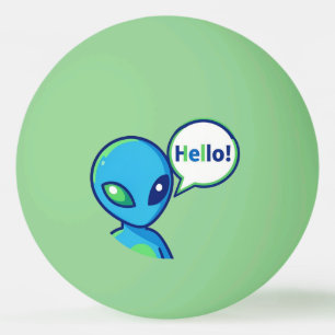 Bolinha De Ping Pong Alienígena Azul Fofo Dizendo Olá