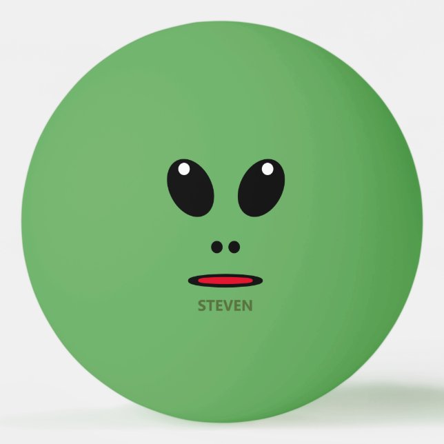 Bolinha De Ping Pong Alienígena Verde Engraçado Personalizada (Frente)