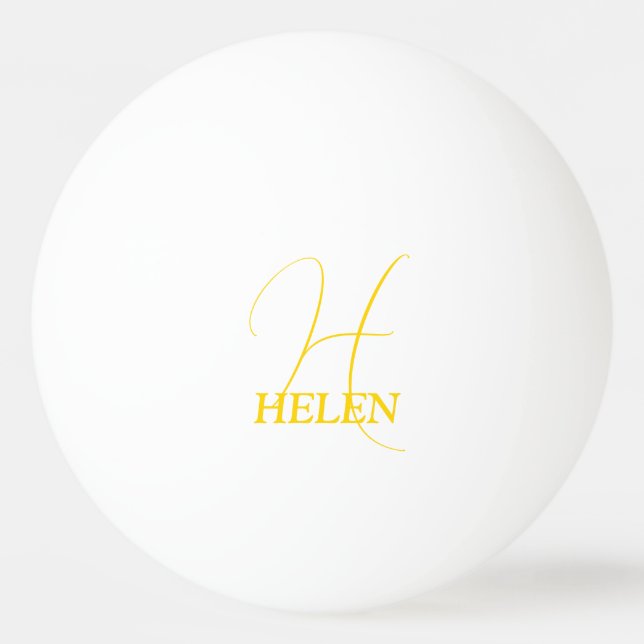 Bolinha De Ping Pong Amarelo Brilhante Monogramado (Frente)