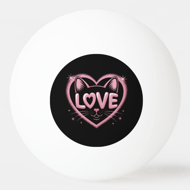 Bolinha De Ping Pong Amor de Gato Brilhante (Frente)