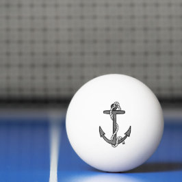 Bolinha De Ping Pong Âncora e Corda Preta e Branca Vintage