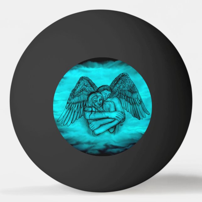 Bolinha De Ping Pong Angel Eros in Love, design preto e verde (Frente)