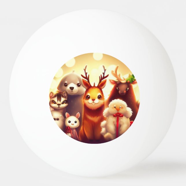 Bolinha De Ping Pong Animais de Natal (1) (Frente)