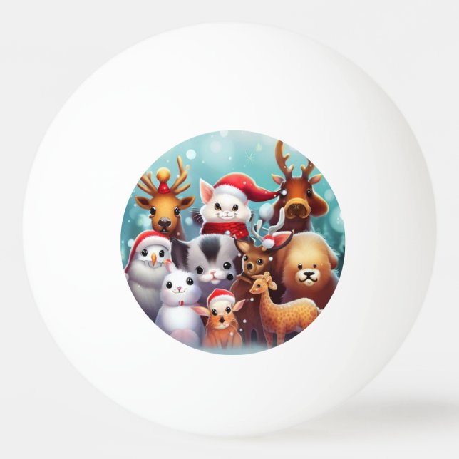 Bolinha De Ping Pong Animais de Natal (2) (Frente)