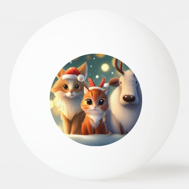 Bolinha De Ping Pong Animais de Natal (5) (Frente)