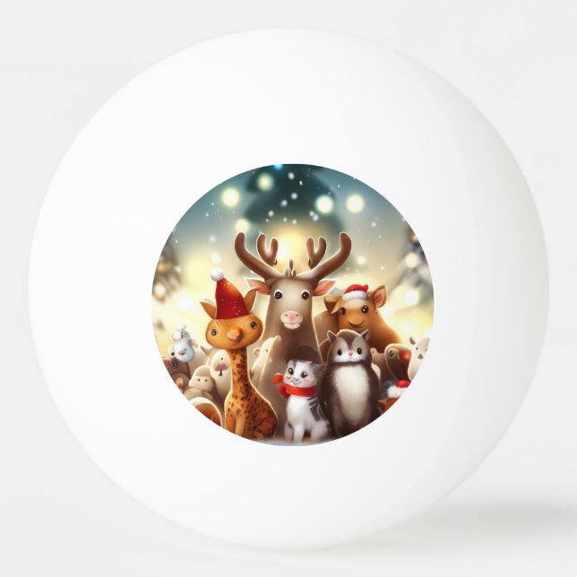 Bolinha De Ping Pong Animais de Natal (7) (Frente)