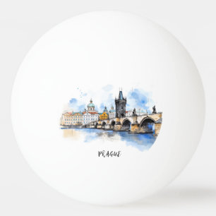 Bolinha De Ping Pong Antiga Praga, Charles Bridge Watercolor