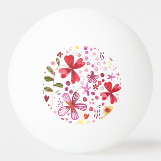 Bolinha De Ping Pong Aquarela de Flor Selvagem (Verso)