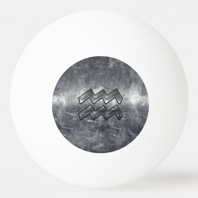 Bolinha De Ping Pong Aquarius Zodiac Industrial Silver Steel (Frente)