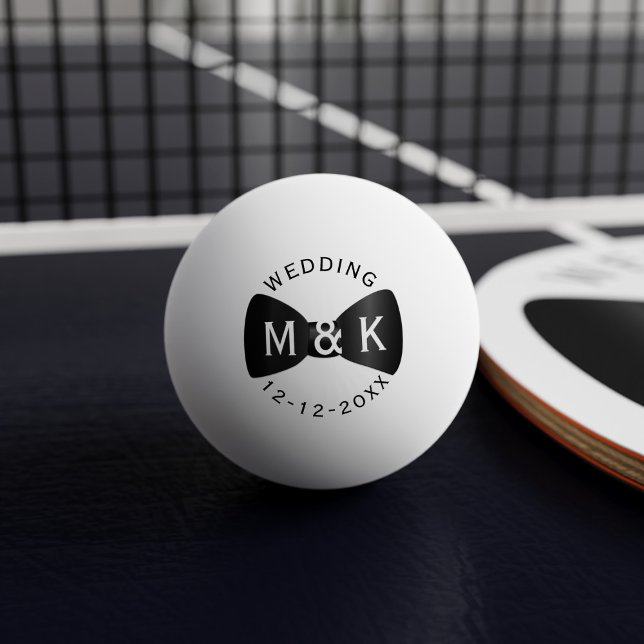 Bolinha De Ping Pong Arco De Casamento Tie Monogrammed Ping Pong Ball (Perfect ping pong ball for your wedding favors. Just add your initials and wedding date)