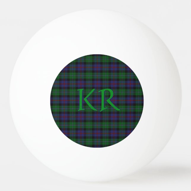 Bolinha De Ping Pong Argyll District Tartan com monograma/iniciais (Frente)