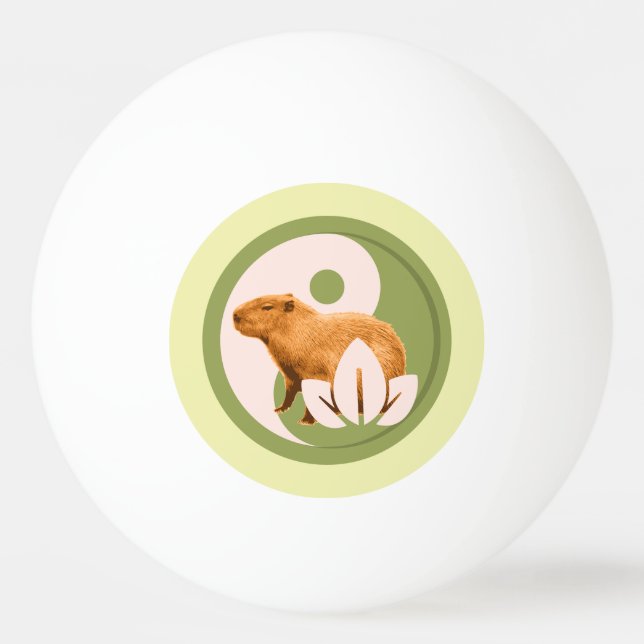 Bolinha De Ping Pong Arte da Natureza Pacífica Capivara Zen Yin Yang (Frente)