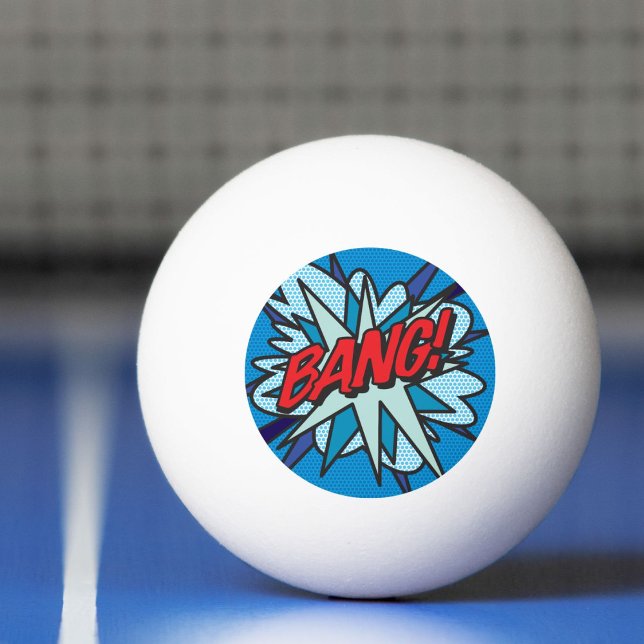 Bolinha De Ping Pong Arte de Pop de Livro de Comic. (BANG Fun Retro Comic Book Pop Art Ping Pong Ball)