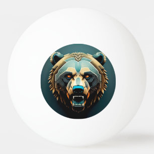 Bolinha De Ping Pong Arte de Urso Estilizado Feroz
