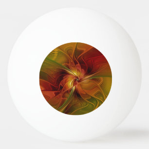 Bolinha De Ping Pong Arte Floral Fractal Abstrata Vermelha Laranja Marr