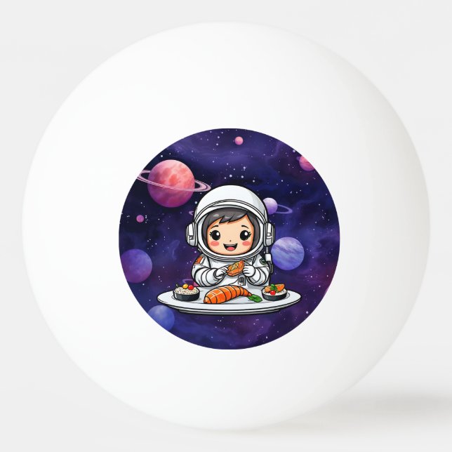 Bolinha De Ping Pong Astronauta comendo Sushi (Frente)