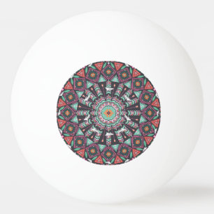 Bolinha De Ping Pong Aztec Geométrico: Padrão Colorido do Círculo