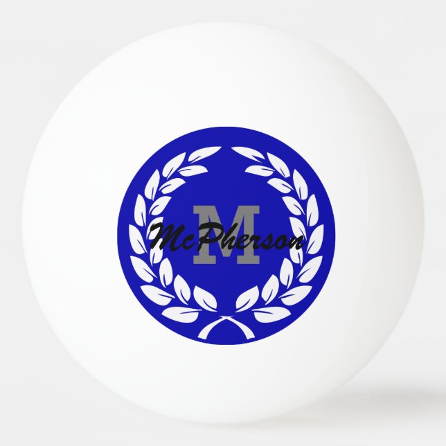 Bolinha De Ping Pong Azul Real com Terra Vitória e Monograma/Nome (Frente)