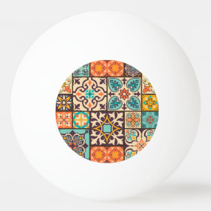 Bolinha De Ping Pong Azulejo Colorido de Patchwork Islam Motifs