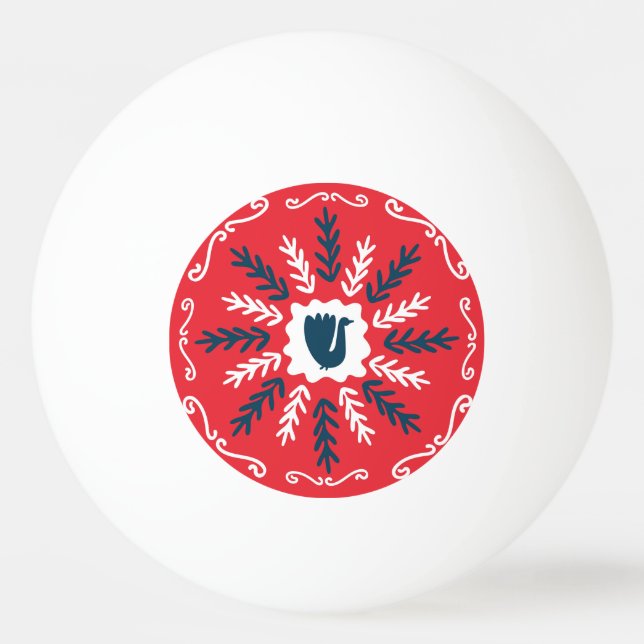 Bolinha De Ping Pong Azulejo de Natal Folk Doodle Art (Frente)
