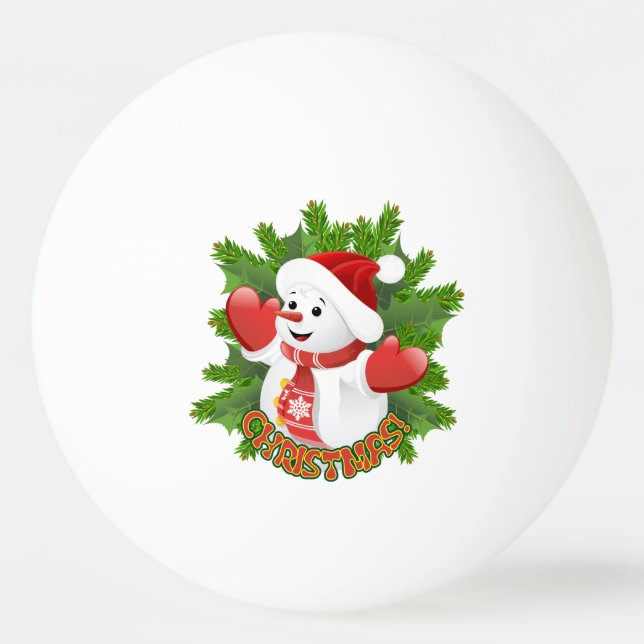 Bolinha De Ping Pong Baby Snowman com Ornament Crystal Snowflakes (Frente)