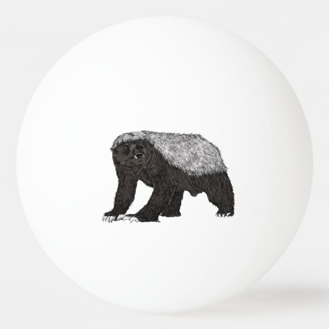 Bolinha De Ping Pong Badass Honey Badger Aearless Attitude Animal Art (Frente)