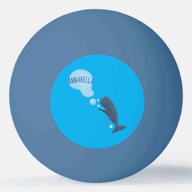 Bolinha De Ping Pong Baleia de esperma branca soprando cartoons (Frente)