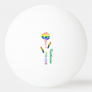 Bolinha De Ping Pong Bandeira do Arco-íris Rosa do Orgulho Gay Nome Per