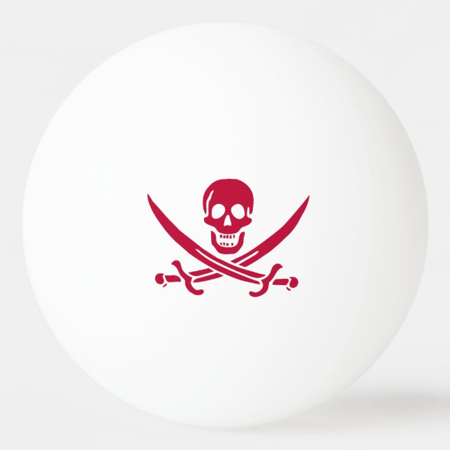 Bolinha De Ping Pong Bandeira do Crânio e Espadas Pirata do Calico Jack (Frente)
