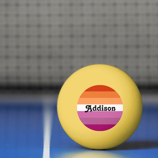 Bolinha De Ping Pong Bandeira lésbica com nome personalizado presente (Líquido)
