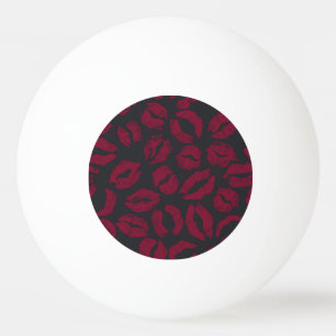 Bolinha De Ping Pong Beijos Lipstick: impressões vermelhas escuras