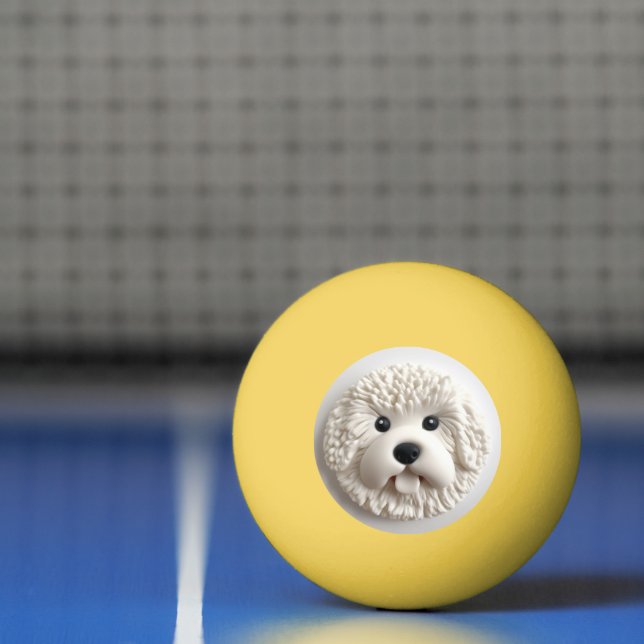 Bolinha De Ping Pong Bichon Frise Dog 3D Inspirado (Líquido)
