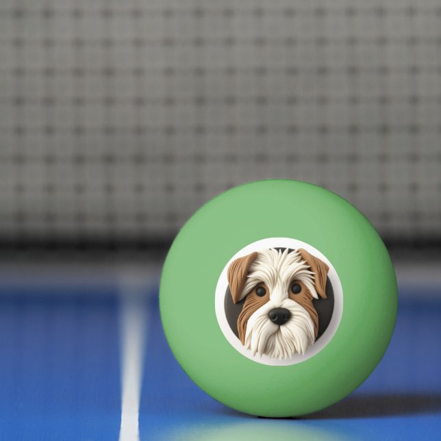 Bolinha De Ping Pong Biewer Terrier Dog 3D inspirado (Líquido)