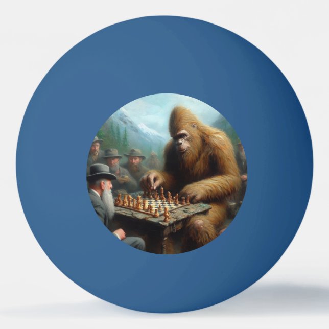 Bolinha De Ping Pong Bigfoot Tocando Xadrez (Frente)